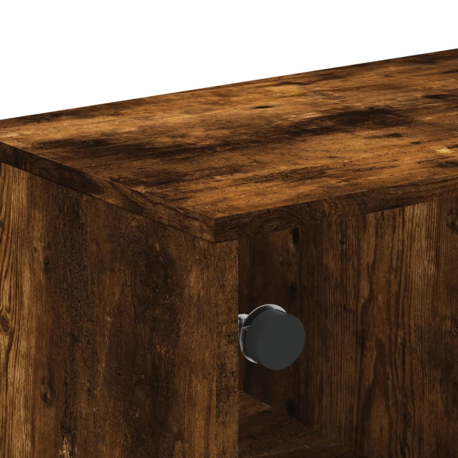 Homgoday Tavolino da caffè con ante in vetro rovere fumé 68,5 x 50 x 50 cm, tavolino da tè per soggiorno, sala d'accoglienza degli ospiti, camera da letto e ufficio