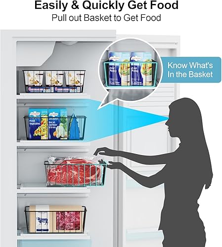 Miniatura 5 de iSPECLE Contenedores organizadores para congelador, paquete de 4 cestas organizadoras para congelador de 252627.428 pies cúbicos lado a lado con