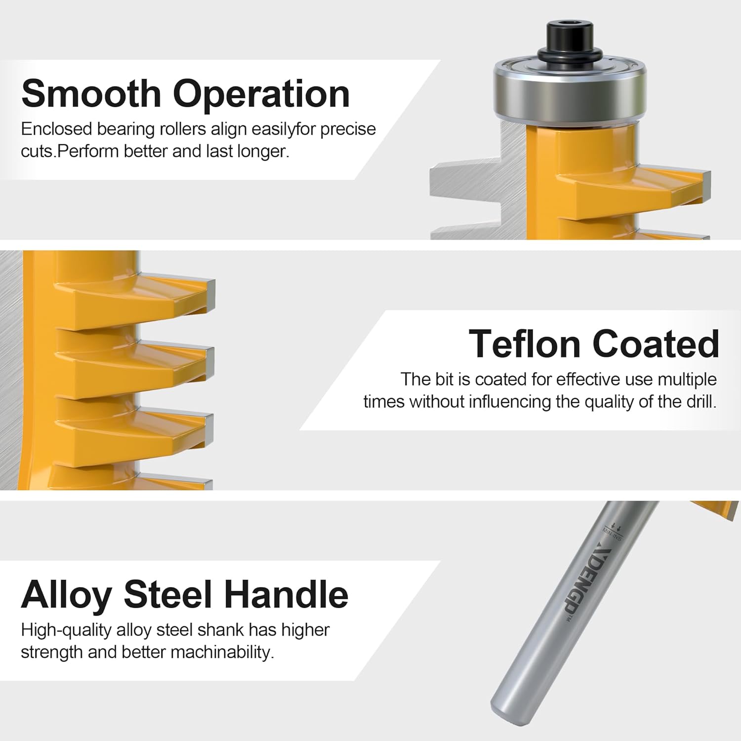 Professional Finger Joint Router Bit 1/4" Shank, Reversible Finger Glue Joint Router Bit for Woodworking, Finger Joint Bit, Joinery Router Bit for DIY Door Table Cabinet Shelve Furniture