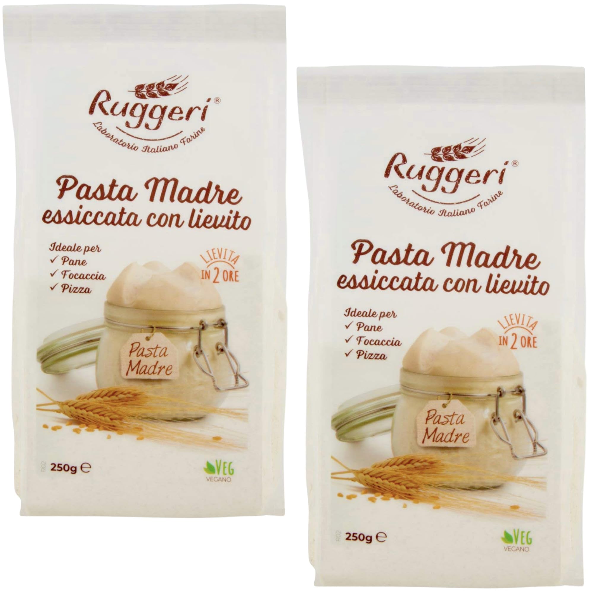 Ruggeri italienische Lievito Madre Mutterteig Hefe getrocknet aktive Mutterhefe 2X250g zum Backen für Brot Pizza und Kuchen (2x 250gr)