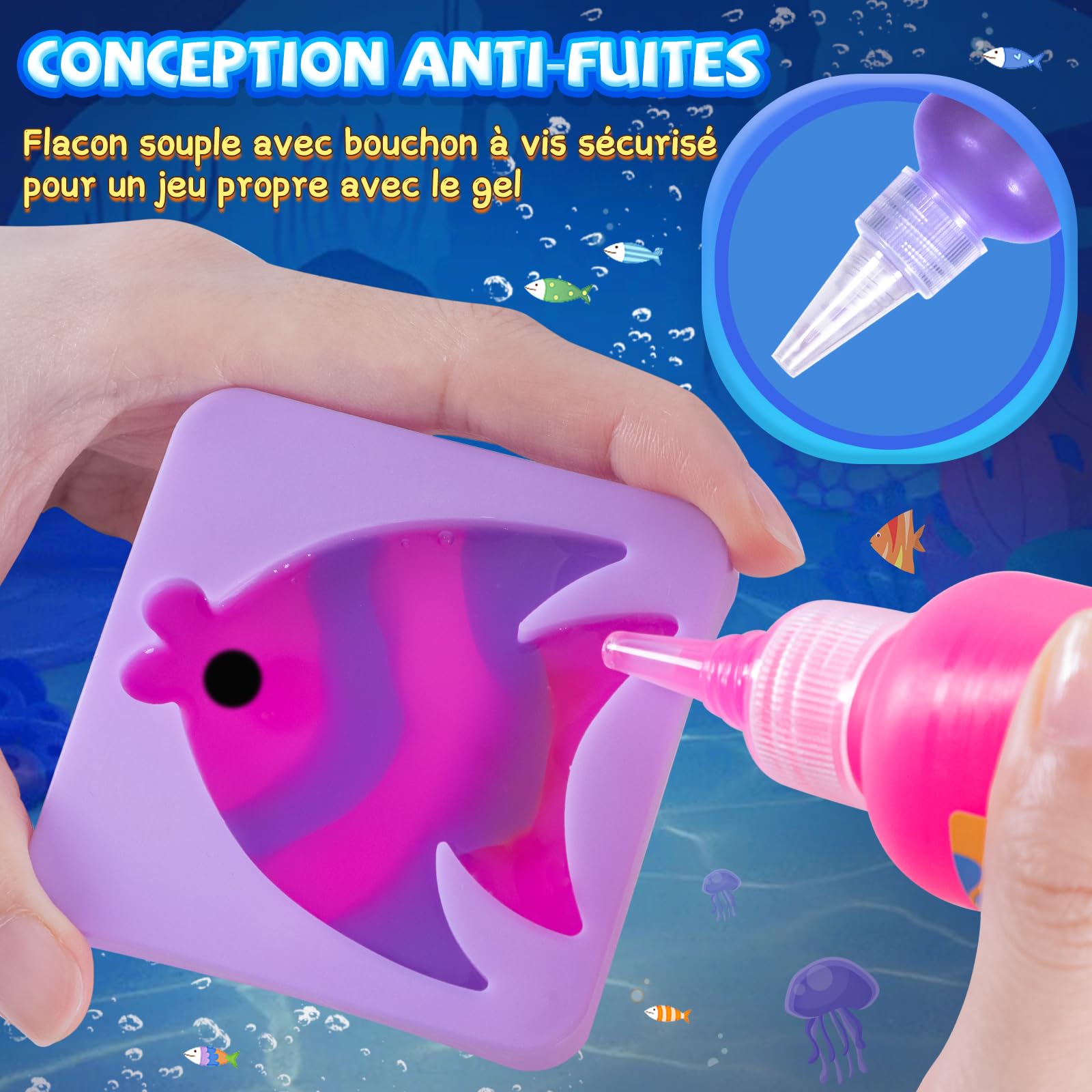 Thedttoy Elfe Magique de l'eau Changeant de Couleur,Magic Water Elf,22 PCS Aqua Gelz Kit,Aqua Sprite pour Enfants,12 Figures d'animaux Marins,Cadeau Créatif et Manuel pour Fille de 3 Ans et Plus