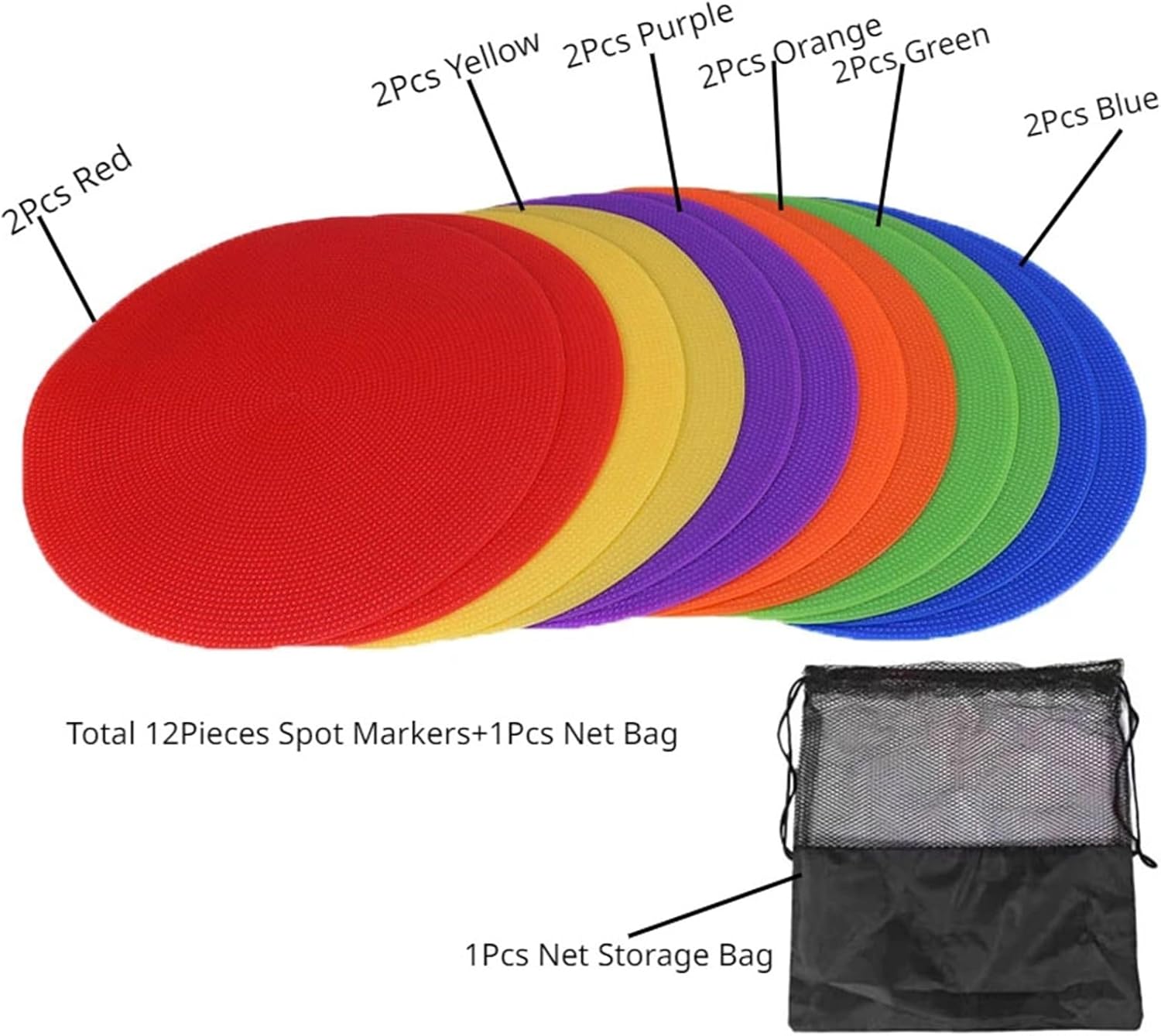 Spot Markers 12Pcs Round Rubber Sports Marker Poly Vinyl Spot Markers Drills Training Football Basketball Speed Agility Training 9 in for Training Exercise Drills Gym Football