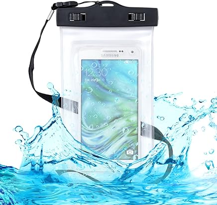 kwmobile Funda Impermeable de Playa para Smartphone - Carcasa con [Cinta para Colgar] de [pl?stico] - Case Sumergible [Negro/Transparente]
