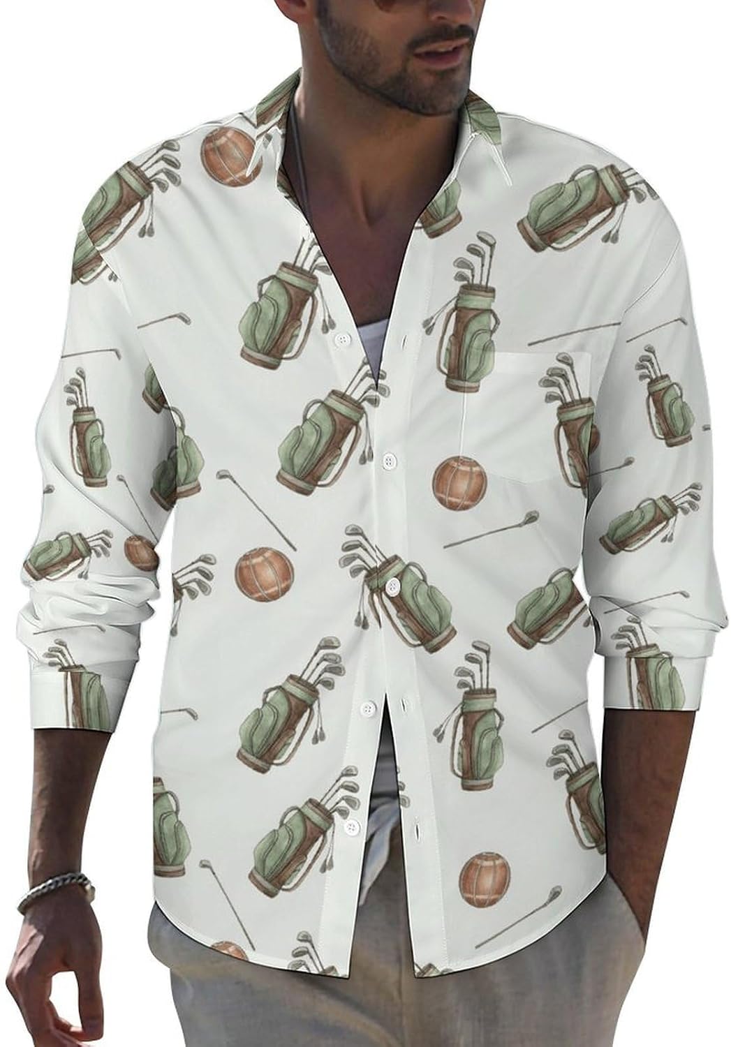 Men's Button Down Shirts Casual Wrinkle Free Long Sleeve Shirt Pocket Summer Fall Shirt Jacket