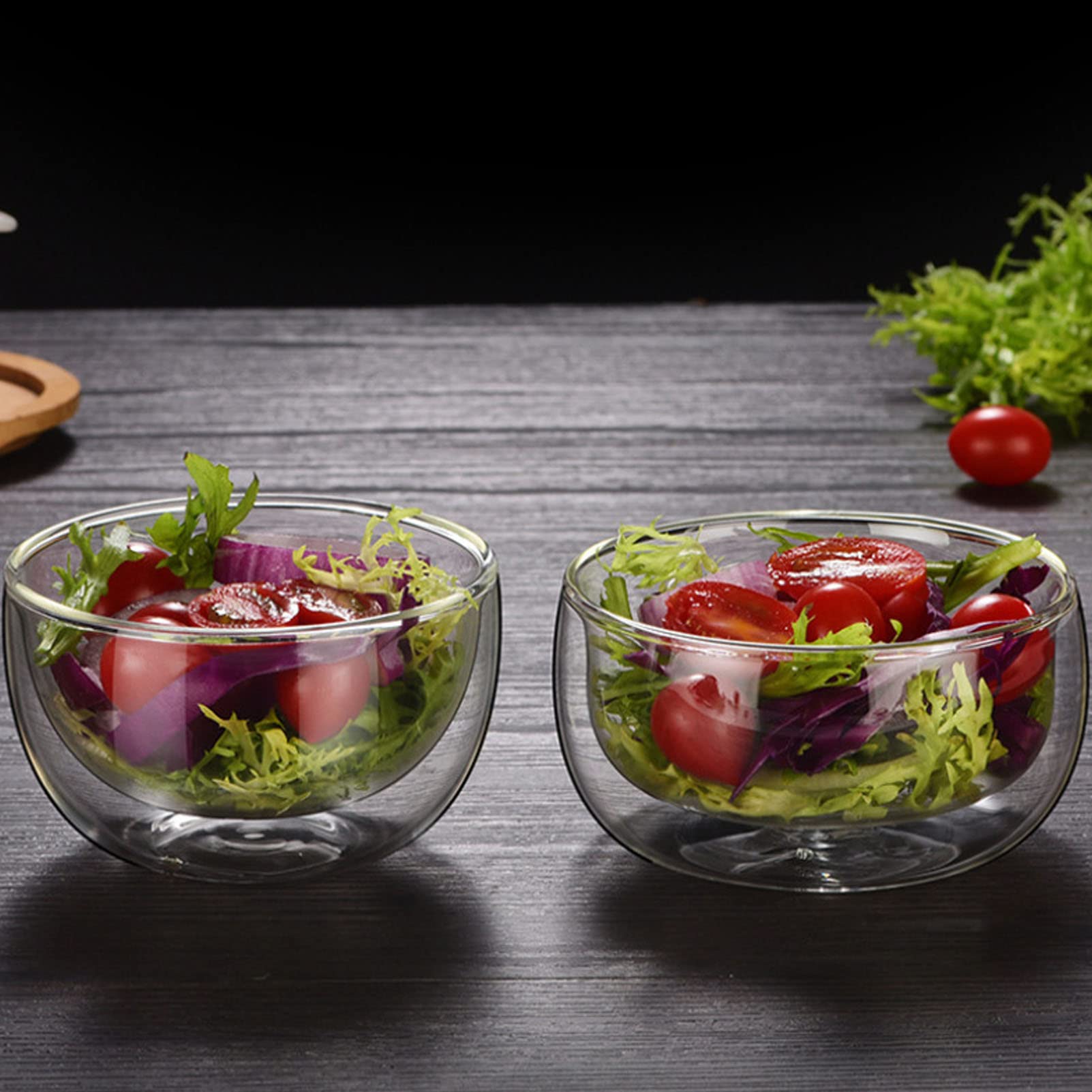 Glas Servierschalen Set von 4 klare stapelbare Salatschüsseln Deep Trifle-Schüssel für Suppenfrucht Dessert Pasta Curry Popcorn-Getreide