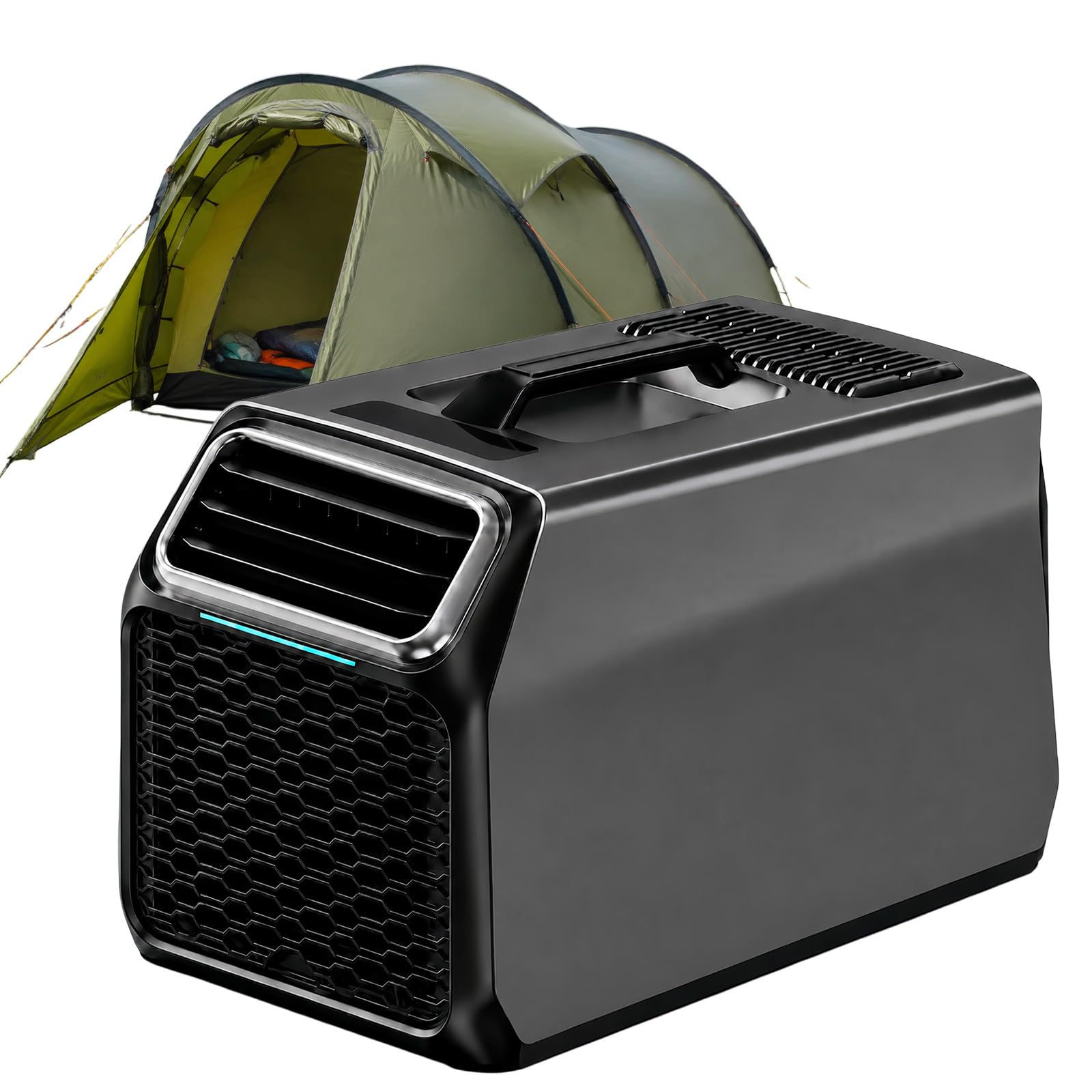SHUMIAO Portable AC 5000 BTU for Camping, 1400W 3-in-1 Tent Air Conditioner with Sleep Mode & Dehumidifier, Mini Camper AC Unit for RV, College Dorm, Apartment, Truck, Travel, Picnic