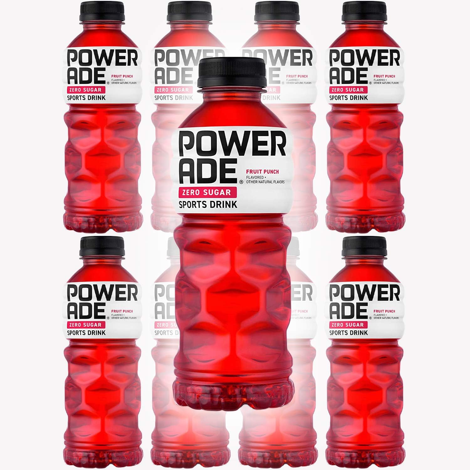 Powerade Zero Red Fruit Punch, Zero Calorie Sports Drink, 20oz Bottle (Pack of 10, Total of 200 Oz)