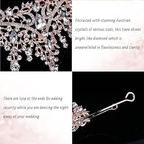 Miniatura 128 de TOBATOBA - Corona dorada para mujer, tiara de boda, corona de reina, corona de cristal, coronas de princesa real para ramos de flores, tocado