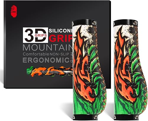 Vista 29 de Chooee Agarres ergonómicos para bicicleta de montaña, agarres de silicona para manillar de bicicleta MTB/BMX. Rojo (Eye-Red)