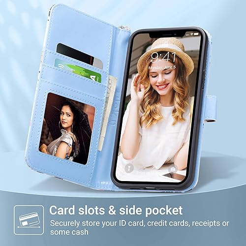 Miniatura 2 de ULAK Funda de piel sintética compatible con iPhone 12 Pro Max con soporte para tarjetas, con ranuras para tarjetas y correa de muñeca, funda