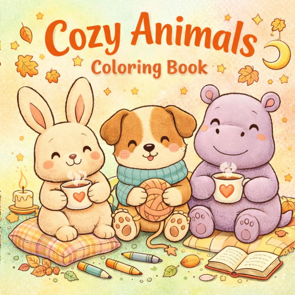 Cozy Animals Coloring Book: Adorable Animals for Relaxation and Stress Relief (Cozy Animals - Coloring Book Series)