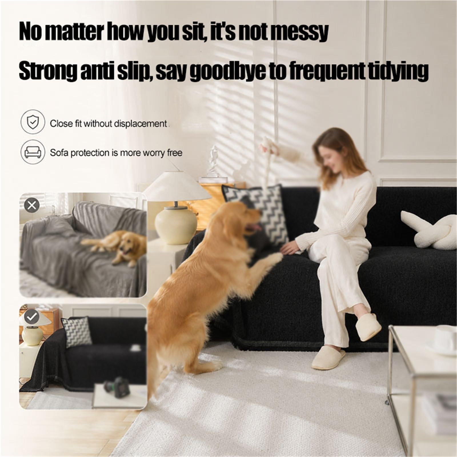 Pokrowce na sofy, grube pokrowce na kanapy, pokrowce na sofy Love Seat Pokrowce na kanapy(Beżowy,230 * 230CM)