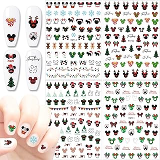 Christmas Nail Art Stickers Decals 3D Winter Xmas Tree Snowflake Snow Self Adhesive Nail Decals Christmas Nail Stickers for Women 4 Sheets