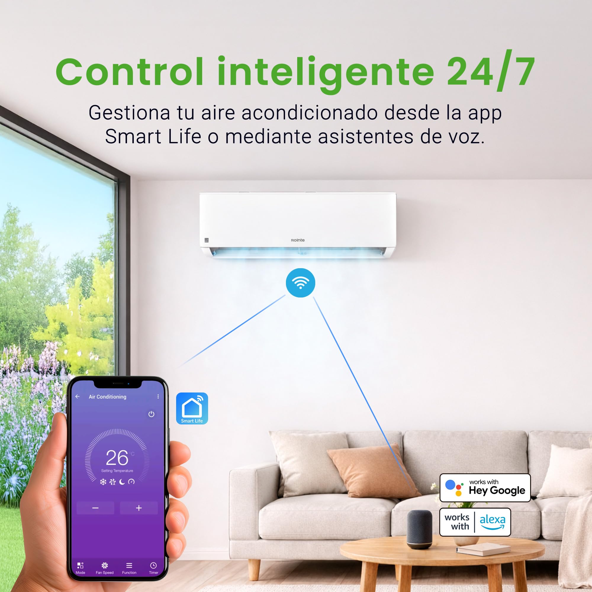 Rointe RX20 Split Aire acondicionado A+++ 2250 fg, Refrigeración y Calefacción, 9000 BTU, WIFI,Bomba Calor, Clase A+++/A++, Deshumidificador, Refrigerante R32 [Clase de eficiencia energética A+++]