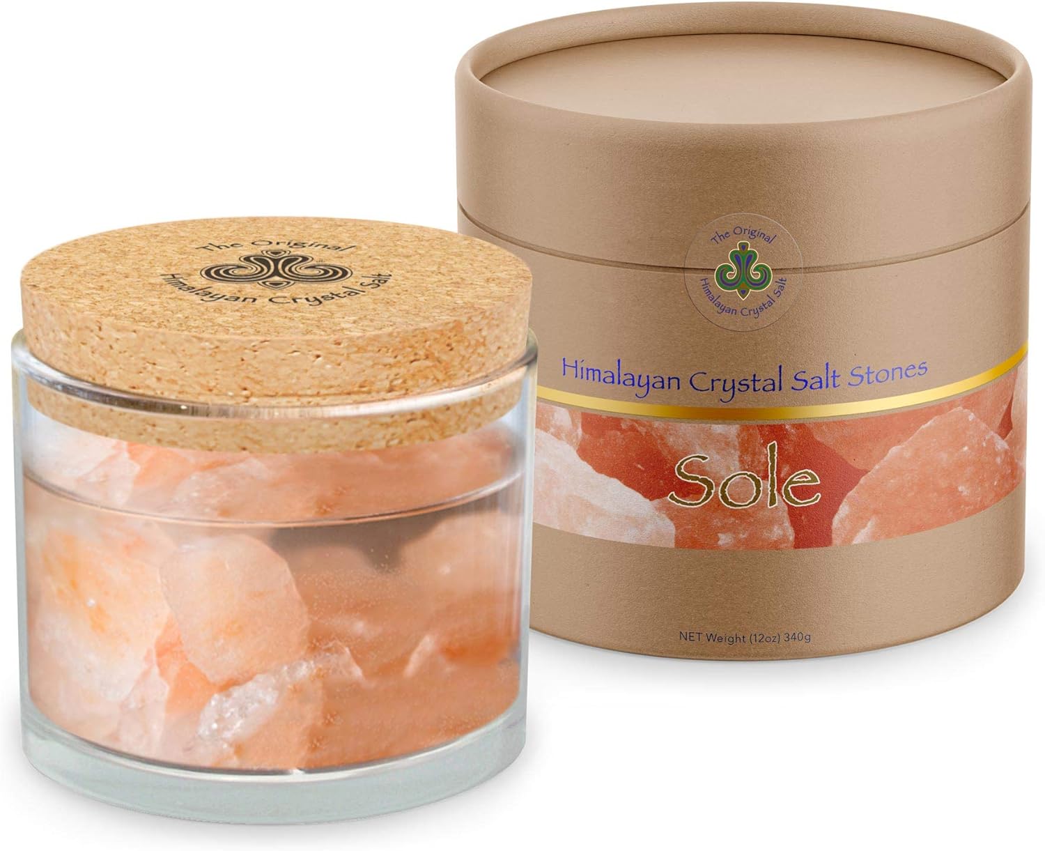 Original Himalayan Crystal Salt® Sole Jar + Stones | A Natural Electrolyte Solution to Support Hydration, pH Balance and Healthy Metabolism* (Glass Jar + Spoon + Stones)