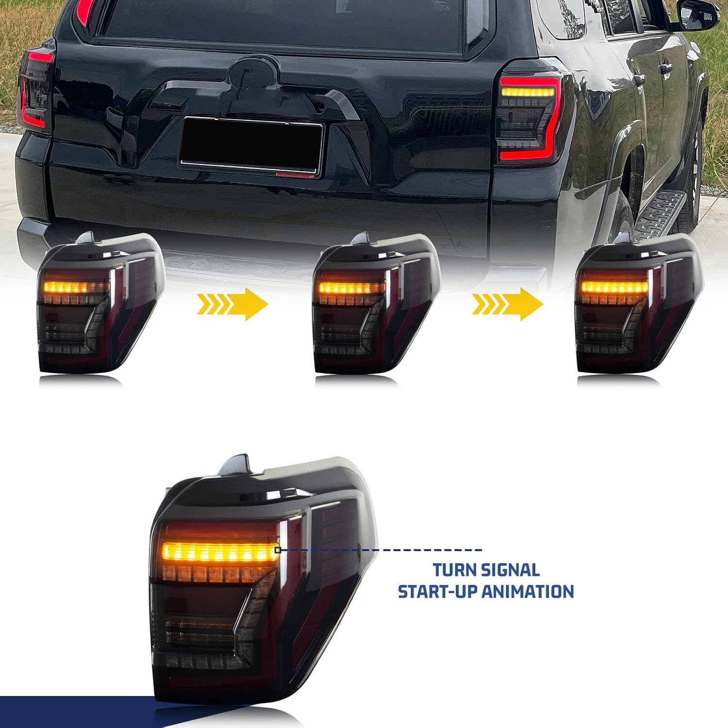 LED Tail Lights Assembly Compatible with Toyota 4Runner 2010-2023 5th Gen Start-up Animation Dynamic Turn Signal Rear Lamps Accessory