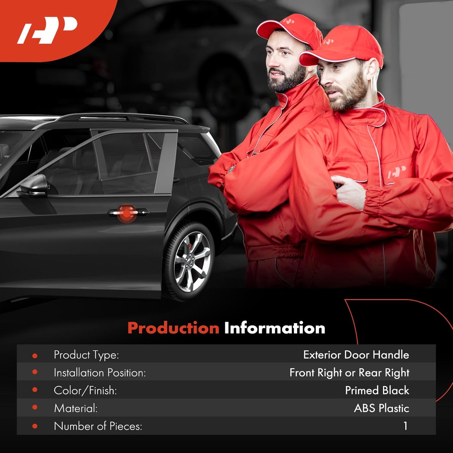 A-Premium Front or Rear Right Passenger Side Exterior Door Handle Compatible with Honda CR-V CRV 2017-2022, Primed Black, Replace# 72147-TLA-A71ZG, 72147-TLA-D71