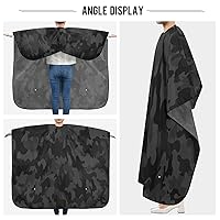 Vista 5 de Blueangle Capa de peluquería de camuflaje negro para corte de cabello para hombre, capa impermeable de peluquería, 65 x 55 pulgadas