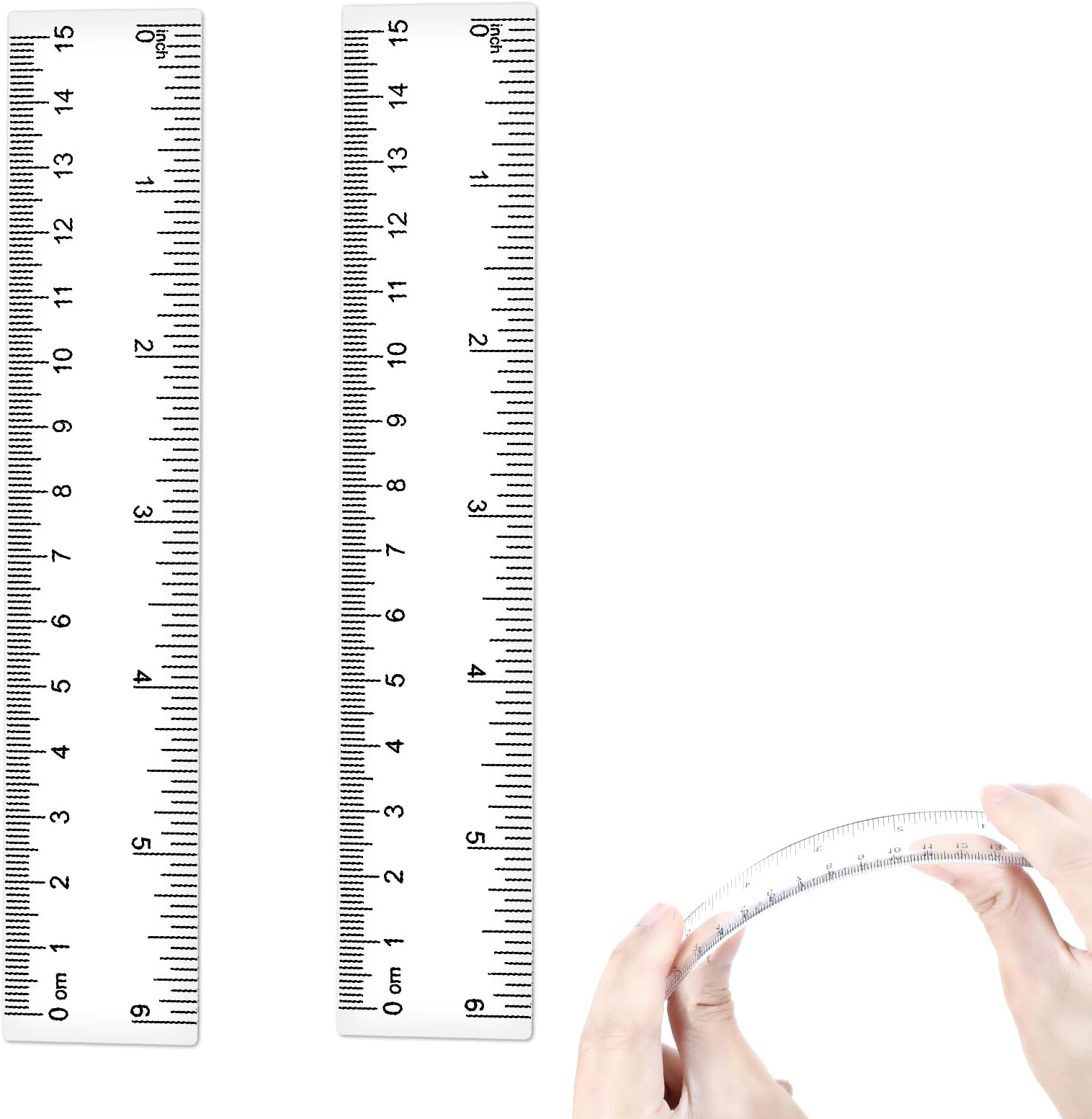 6 Inch Clear Ruler, 2 Pcs Transparent Plastic Ruler with Dual Scales Practical Measuring Tool for Students Teachers Class Office Daily Use