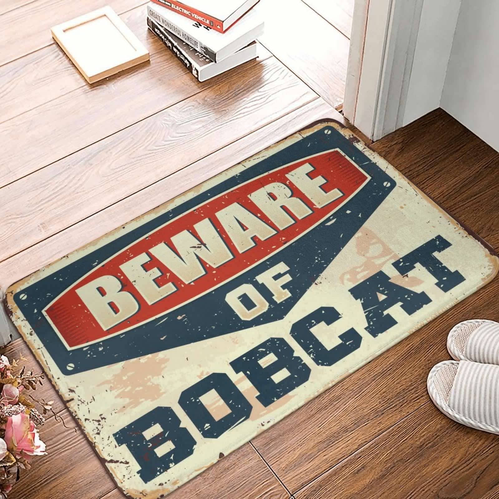Tapis de bain de ferme Beware of Bobcat 65x90 cm pour déco country