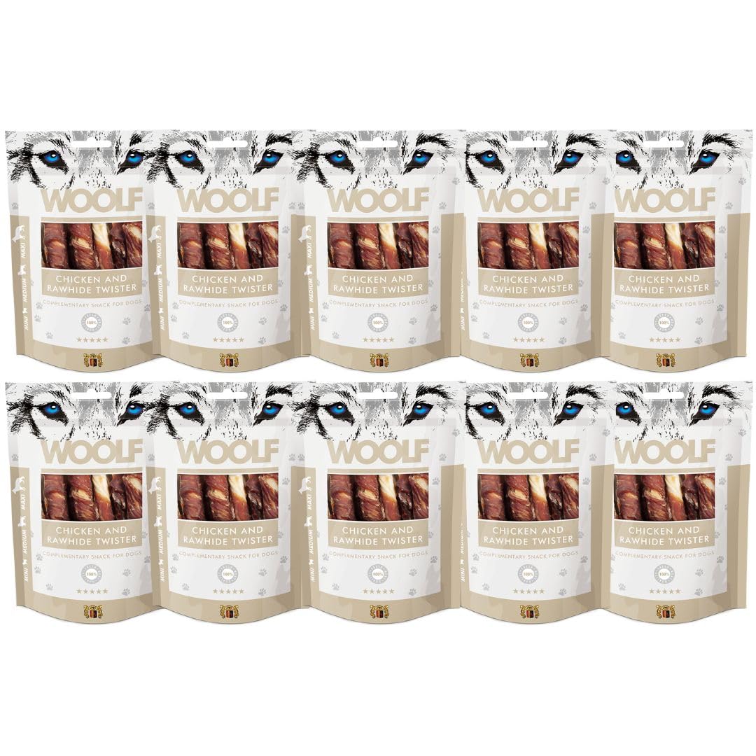 Pack 10x100g - Snacks Naturales Perros - Palitos Cuero Crudo y Pollo - Chuches Sin Conservantes - Premios Perros Saludables - Dog Treats - Vitaminas A y B12 - Refuerzo Inmunológico