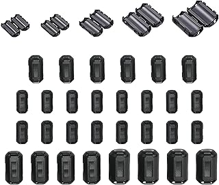 Clip-on Ferrite Ring Cores EMI RFI Signal Noise Filter Noise Suppressor for HDMI USB Power Cable Diameter 3/5/7/9/13mm, 5 Size, 30Pcs