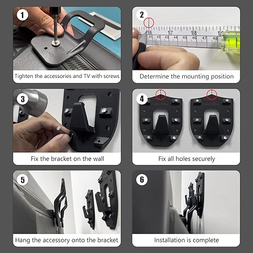 Miniatura 7 de Soporte de pared para TV de hierro fundido sin tachuelas, soporta hasta 400 libras, se adapta a televisores de 20 a 100 pulgadas, instalación sin
