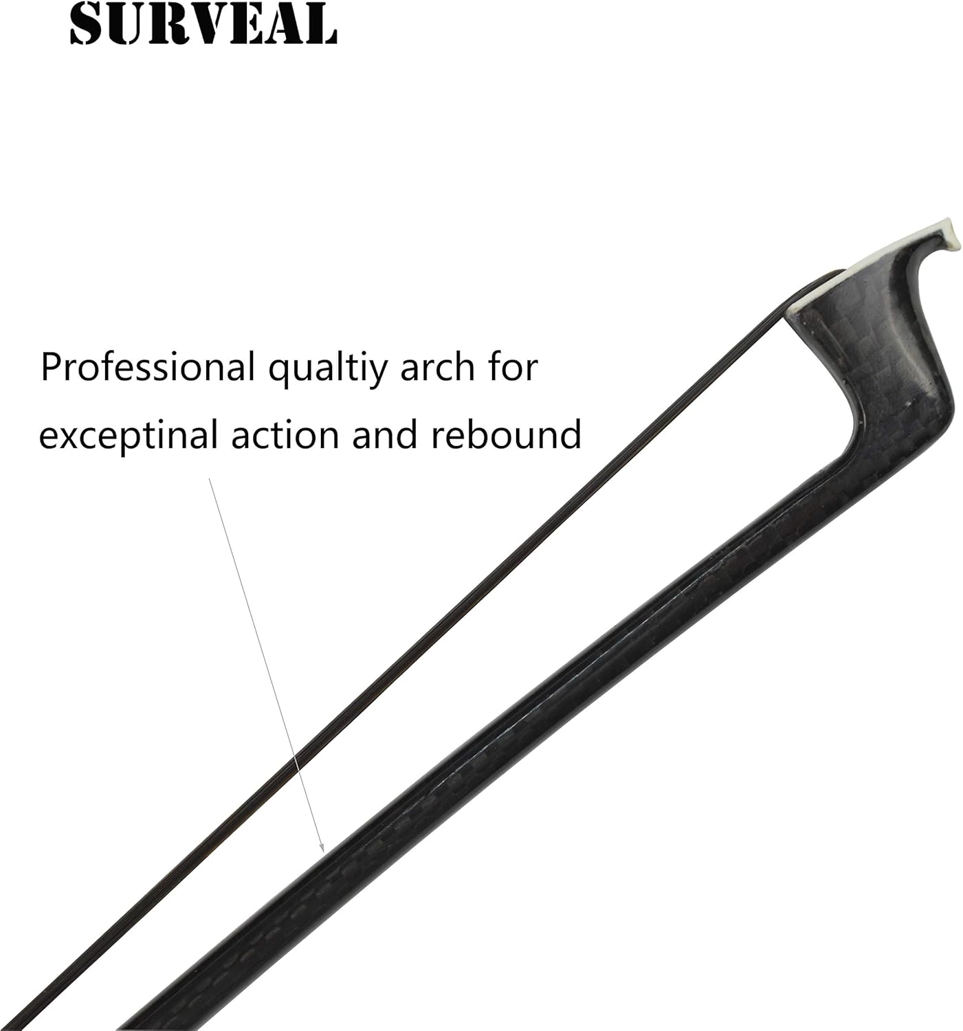 Cabron fiber Violin Bow Natural Black Mongolia Horsetail Tail Carved Ebony Frog Well Balanced (4/4)