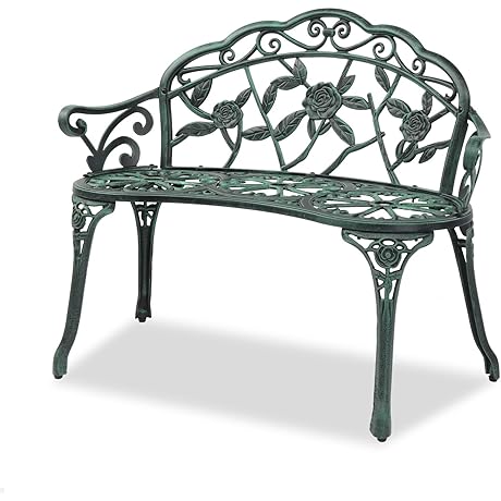 VINGLI 38.5" Outdoor Metal Rose Bench