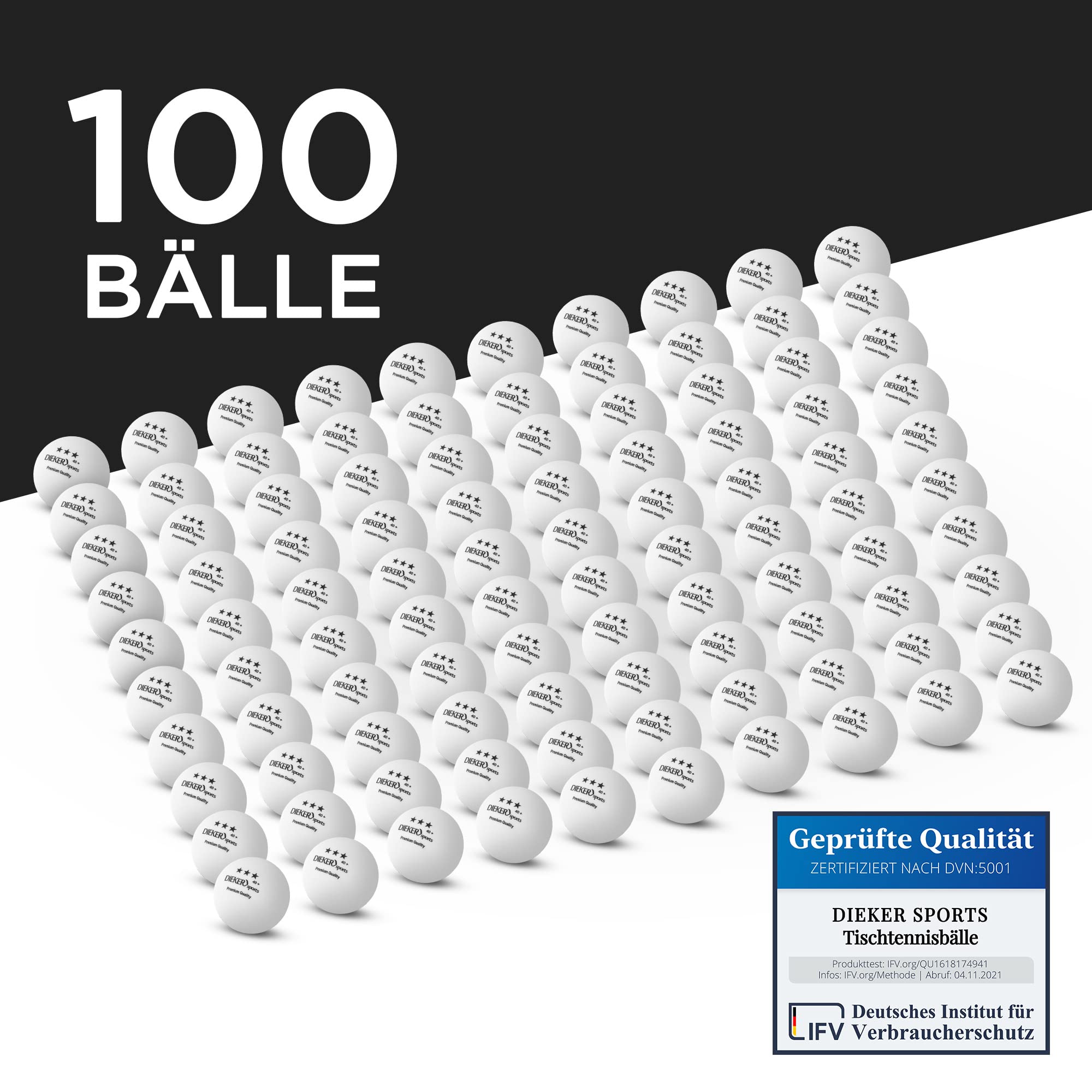 Premium Tischtennisbälle 3 Stern - [12, 42 & 100 Stück] - inkl. Videokurs - [erstklassige Ping Pong Bälle] - Nach ITTF Turnierstandard - Tischtennisbälle Outdoor Tischtennis Zubehör