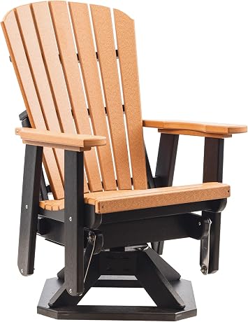 Grand Lake Amish Crafted Poly Outdoor Adirondack Swivel Glider Cedar on Black
