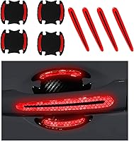 Vista 7 de Augeny 4 calcomanías reflectantes protectoras para manija de automóvil, protector universal de pintura de fibra de carbono 3D para puerta