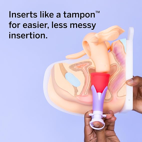 2 Menstrual Cups and Applicator Bundle - No Metals or Toxins - 100% Medical-Grade Silicone - Softest Reusable Period Cup - Inserts Like a Tampon - Capacity of 4 and 6 Tampons