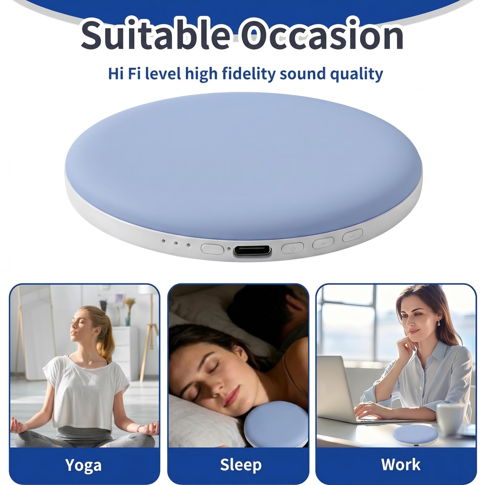Altavoz Almohada Bluetooth Portátil Mini Altavoz para Dormir Bajo Almohada con Ruido Blanco Ultrafino Temporizador de Apagado Automático Ayuda silencioso para Dormitorio Hotel Camping Viajes — view 7