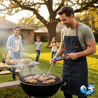 Bluefox Dijital Hızlı Okunan Mutfak Termometresi - Mıknatıslı, Katlanabilir, Arkadan Aydınlatmalı Ekran, 240° Dönebilen Prob,50°C-300°C Aralığı