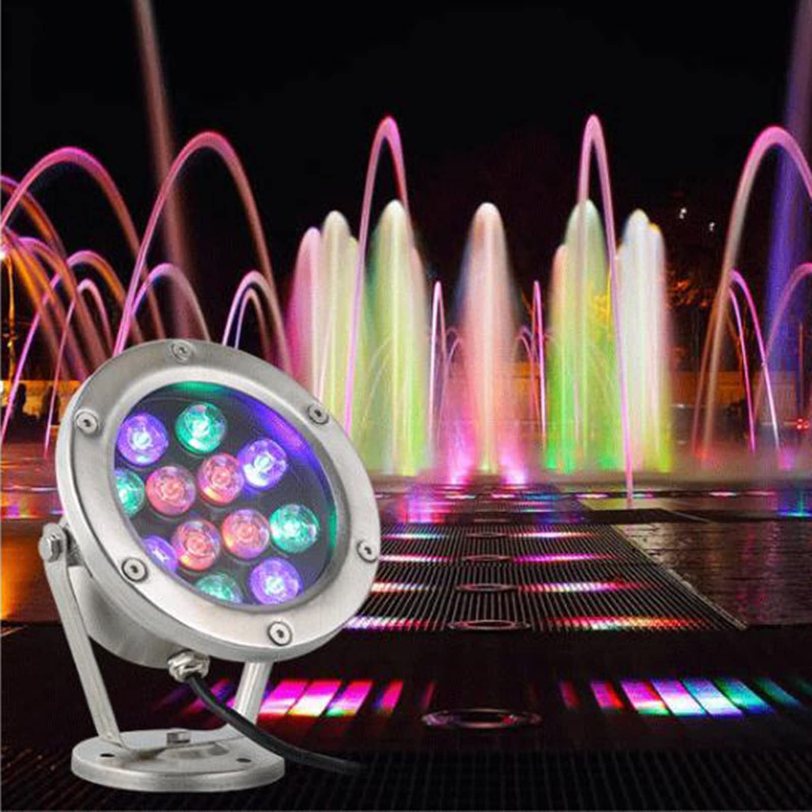 Lámpara Subacuática LED Impermeable IP68 Bajo Voltaje Luz De La Fuente para Piscina, Estanques, Acuario, Cascada, Iluminación del Paisaje (Color : Green, Size : 18W-AC12V)