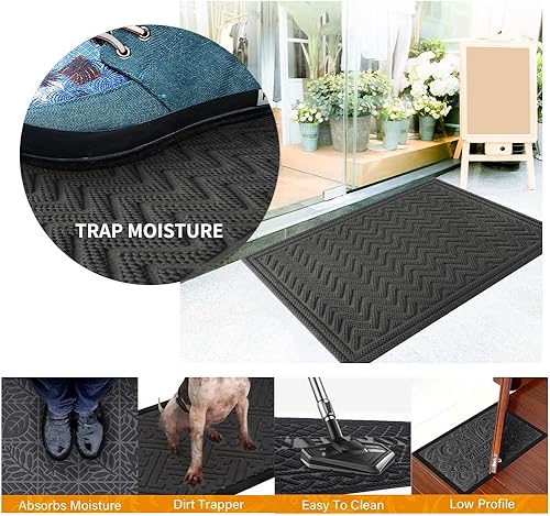 Miniatura 81 de Mibao Tapete para puerta delantera, resistente y duradero, tapete de bienvenida para interiores y exteriores, atrapador de suciedad, impermeable