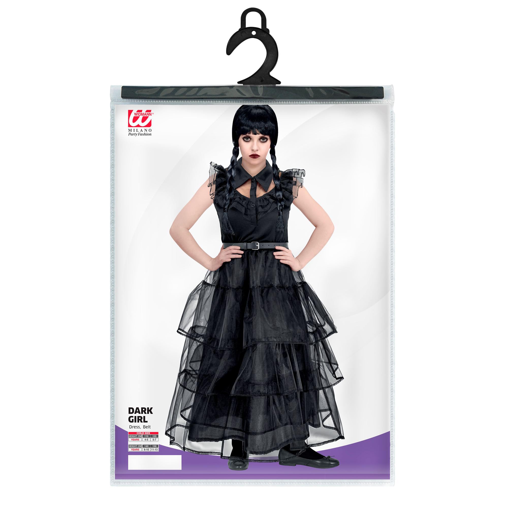 WIDMANN Dunkle Königin Kinderkostüm – Halloween Kleid Mit Kapuze, Schwarz, Größe 140, Für Mädchen, Karneval & Co.