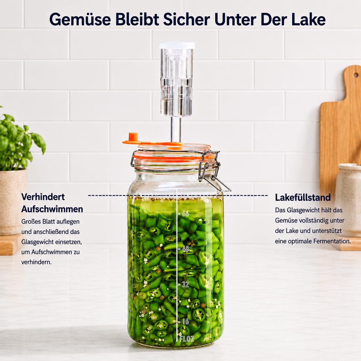 Fermentiergläser 2 L Glas-Fermentierset mit Airlock und Gewichten 2er-Set