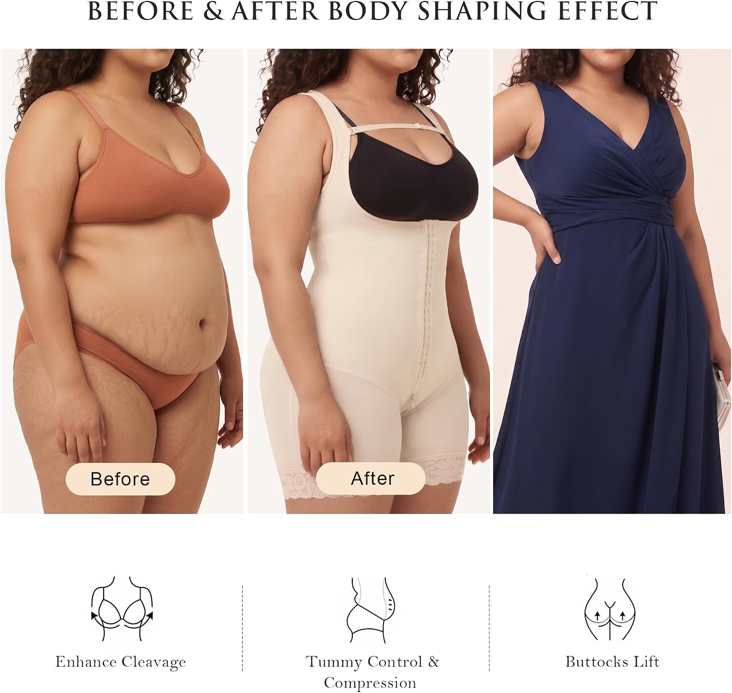 YIANNA Fajas Colombianas Moldeadoras Shapewear Tummy Control for Women Butt Lifter with Zipper Crotch Faja Body Shaper