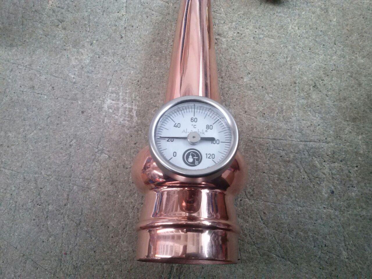 Al-Ambik® Thermometer zum Destillieren - Ø 4 cm I Destillierthermometer deutsche Industrienorm Klasse 1 I Thermometer für Destillation bis 30 Liter Volumen I Temperaturmessgerät 0-120 °C