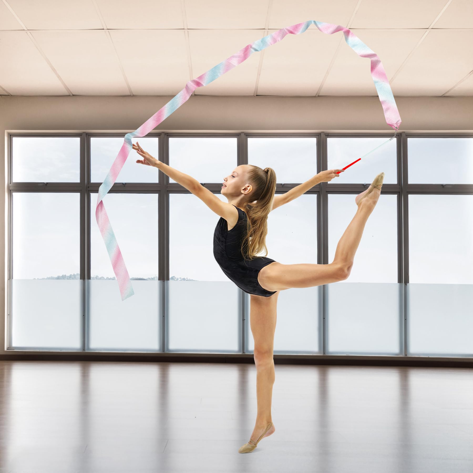 10 Pezzi Nastro Ginnastica Rmica Bambina, 2M Nastro da Ginnastica per