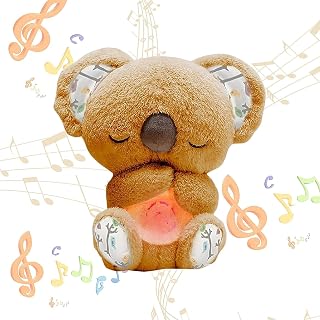 Anxiety Stuffed Animal - Relief Koala Bear for Adults & Kids, Soothing Plush with Breathing Motion, Calming Sleep Buddy, Music & Lights(self contained Battery) (Yellow)