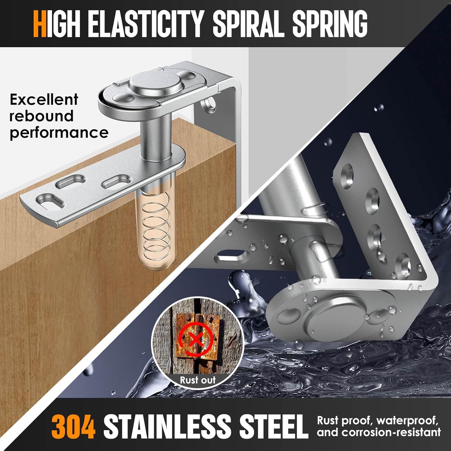 Cafe Door Hinges,Saloon Door Hinge,Swinging Door Hinges,Self Closing,304 Stainless Steel,for Saloon Doors、Cafe Doors、Swinging Doors、Courtyard Door (Silver-2PCS, Big)