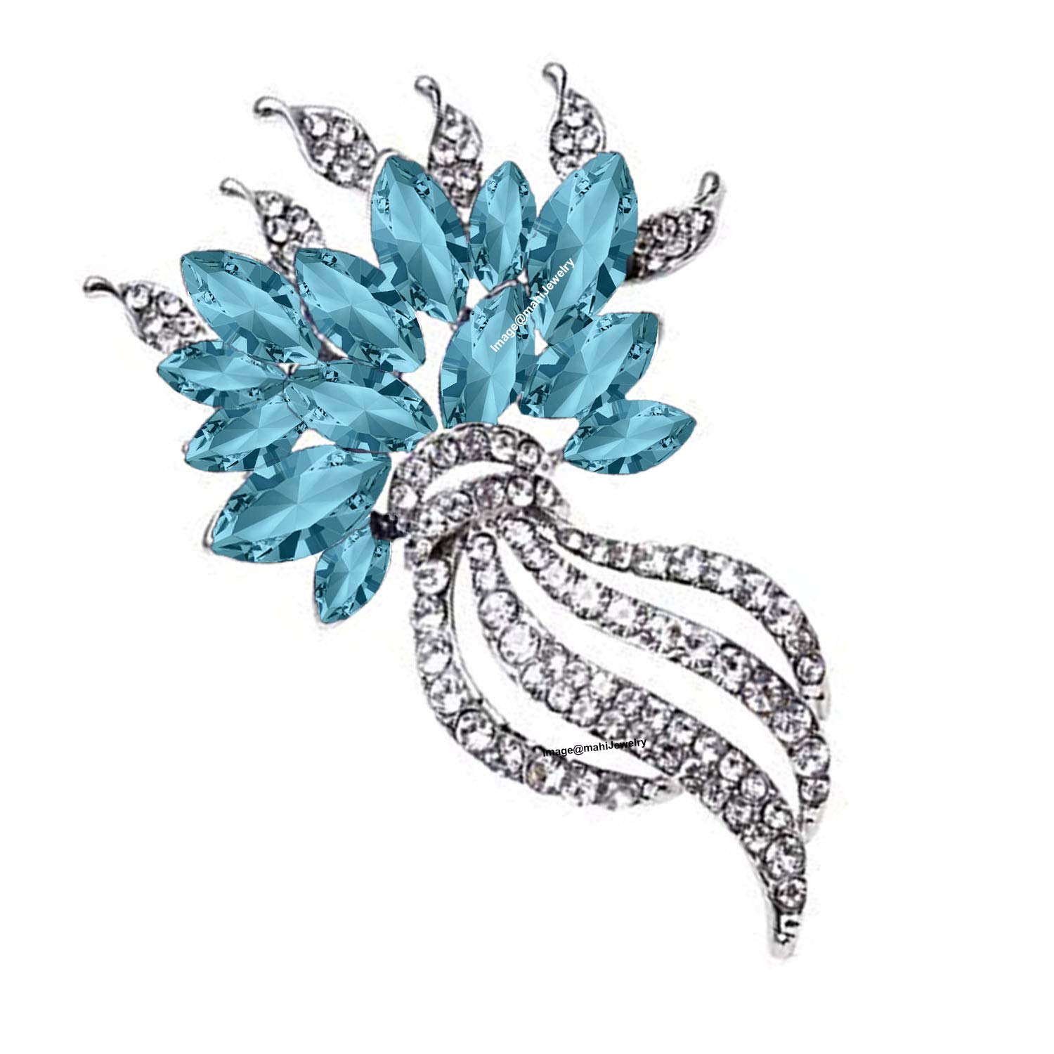 Mahi Rhodium Plated Exquisite Designer Aqua Blue Crystal Brooch for Girls and Women BP1101040RABlu (B085LFMSZG) Amazon Price History, Amazon Price Tracker