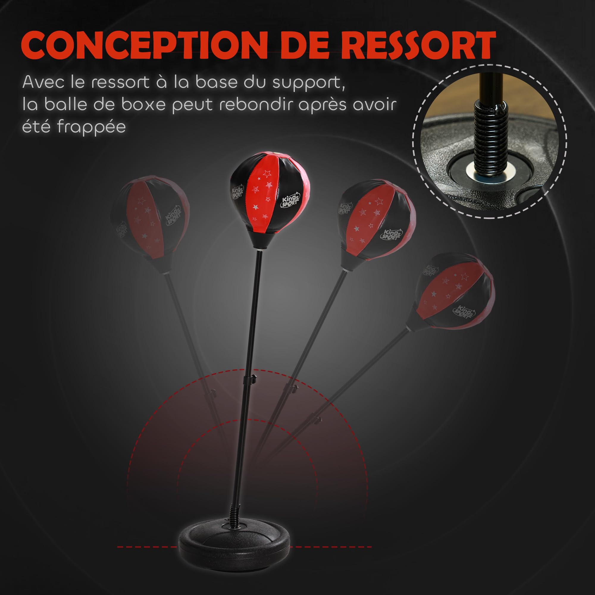 AIYAPLAY Sac de Frappe Enfants Punching Ball sur Pied pour Enfants de 5-10 Ans avec Gants de Boxe et Base de lestage, Sac de Boxe réglable en Hauteur 68-102 cm, Rouge