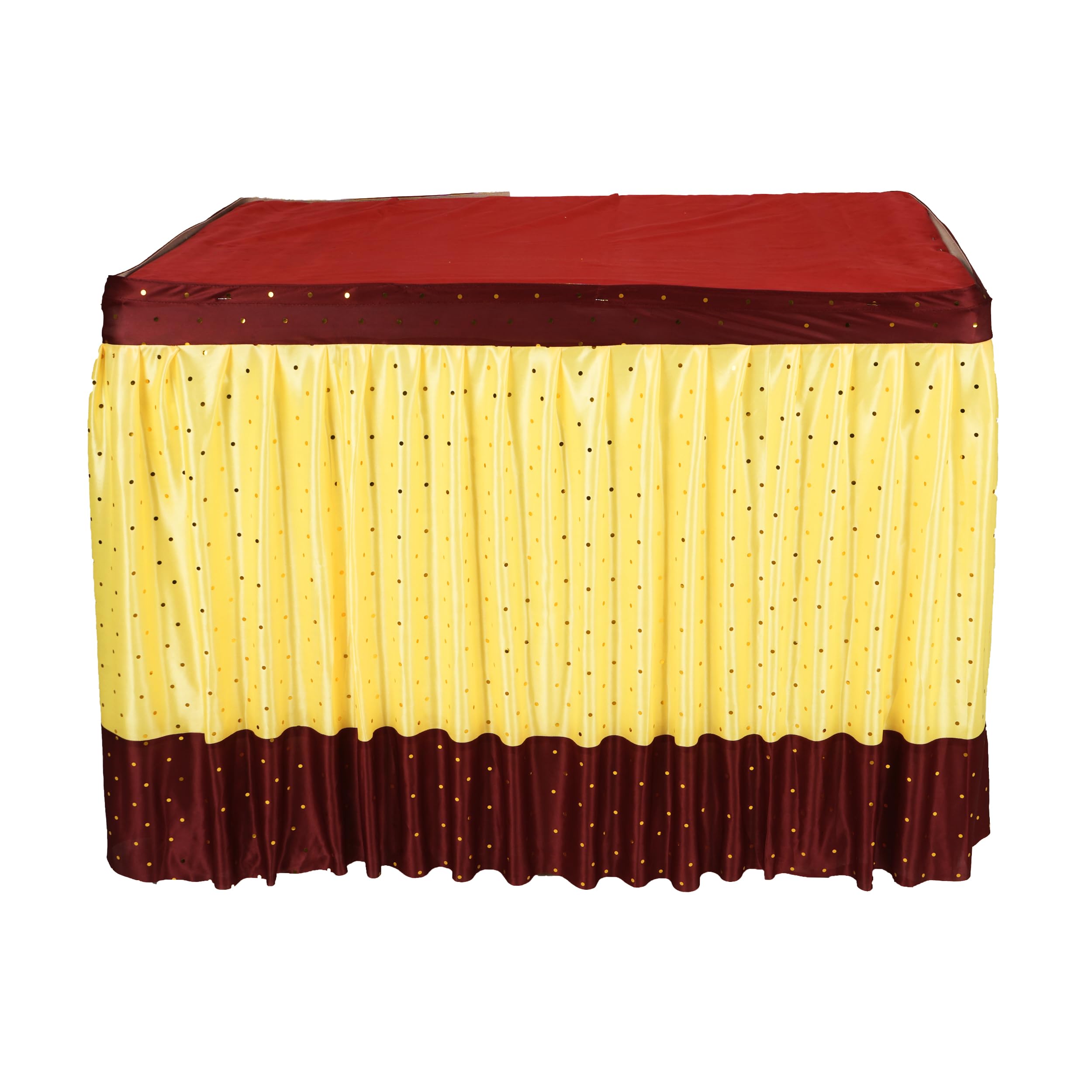 Ganpati Decoration Table Jhalar Ideas at Home, Festival, Special Ganesh Chaturthi Decoration Use It [Only Table Jhalar] (Size, Length 10 Feet and Hight 30 Inches, Maroon and Fown)-picture-19