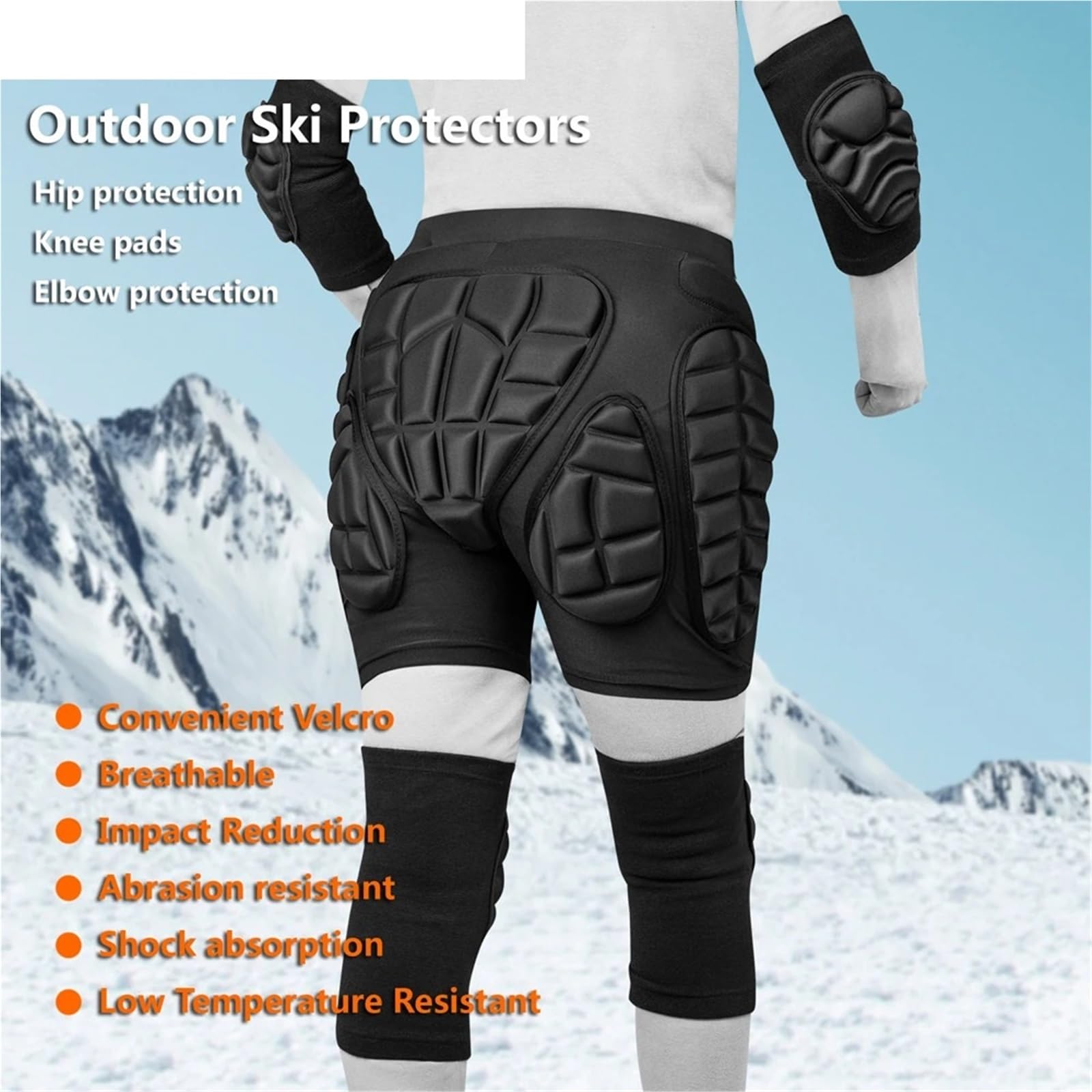 Ski Hüftprotektor Skishorts, Eva-Skate-Hüftprotektor, Snowboardshorts, Schritt-, Knie- und Ellbogenschoner, Schutzausrüstung for Outdoor-Sportarten