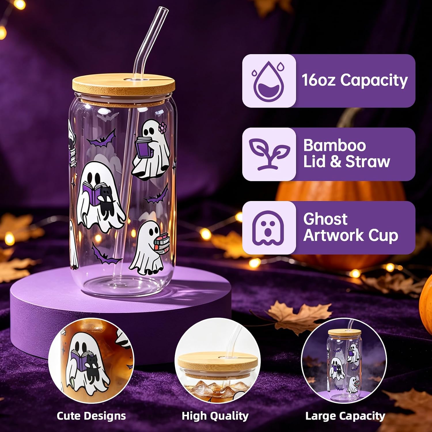 PARTY TONIGHT Boo Basket Stuffers for Women Teens Girls, Halloween Gifts for Adults with Spooky Glass Cup Positive Affirmation Cards, Care Package Spa Gifts for Mom Wife Girlfriend Her Best Friend image 3