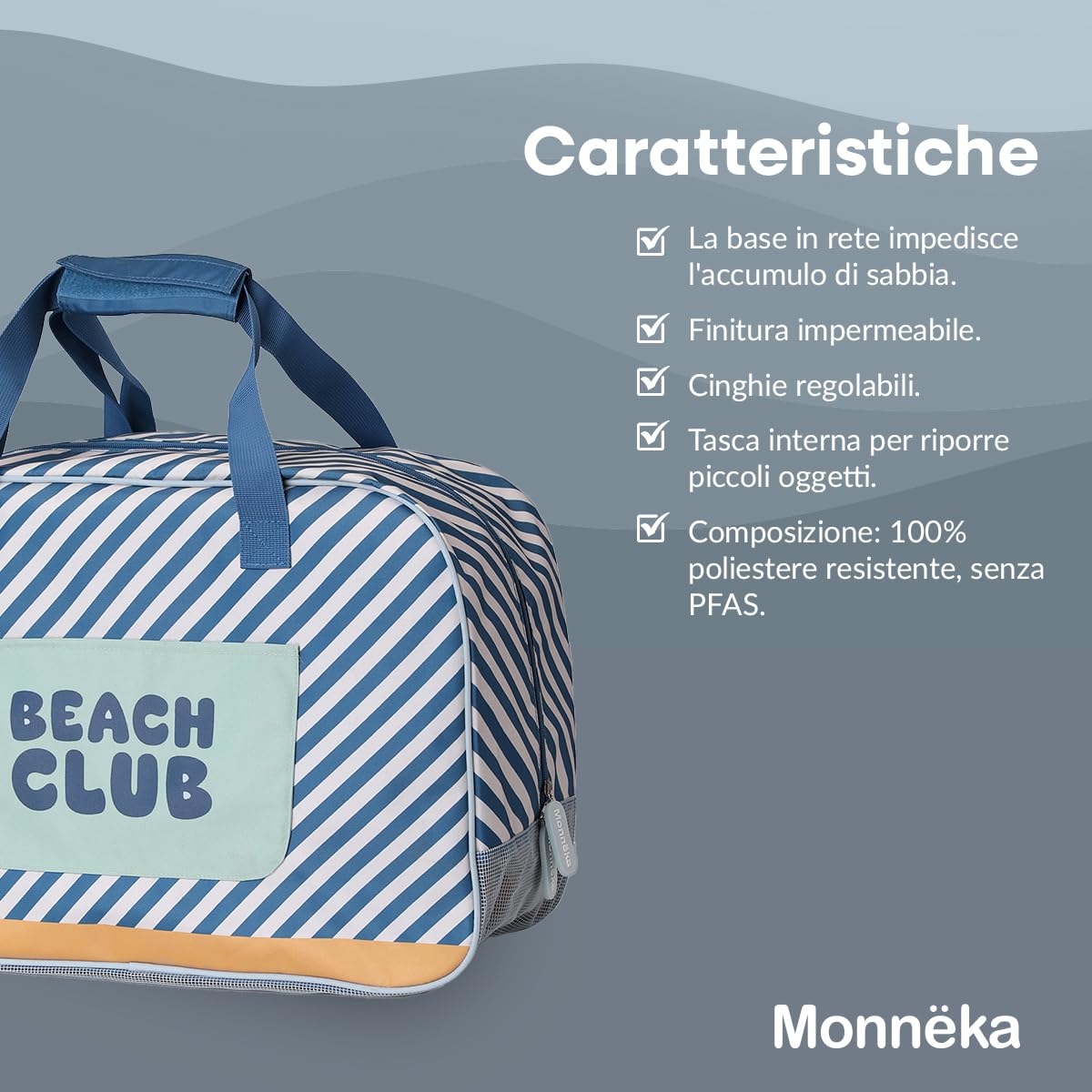 Grande borsa da spiaggia | leggera e spaziosa con manici lunghi | ideale per il tempo libero, trasportare abiti, asciugamani e giocattoli